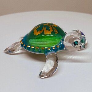 Aloha Sea Turtle Glass Figurine Hawaiian Turtle Decor